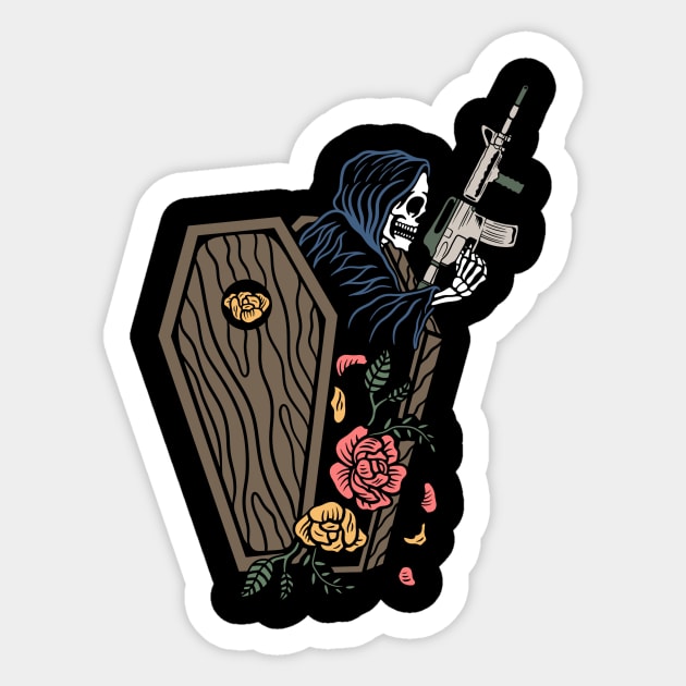 Gun and skull Sticker by gggraphicdesignnn